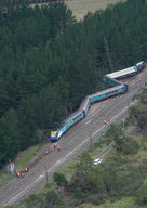 Aerial Of Derailed Train