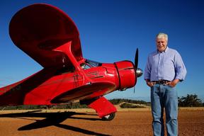 Pilot Chris Shine With His Beech Staggerwing