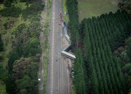 Aerial Of Derailed Train